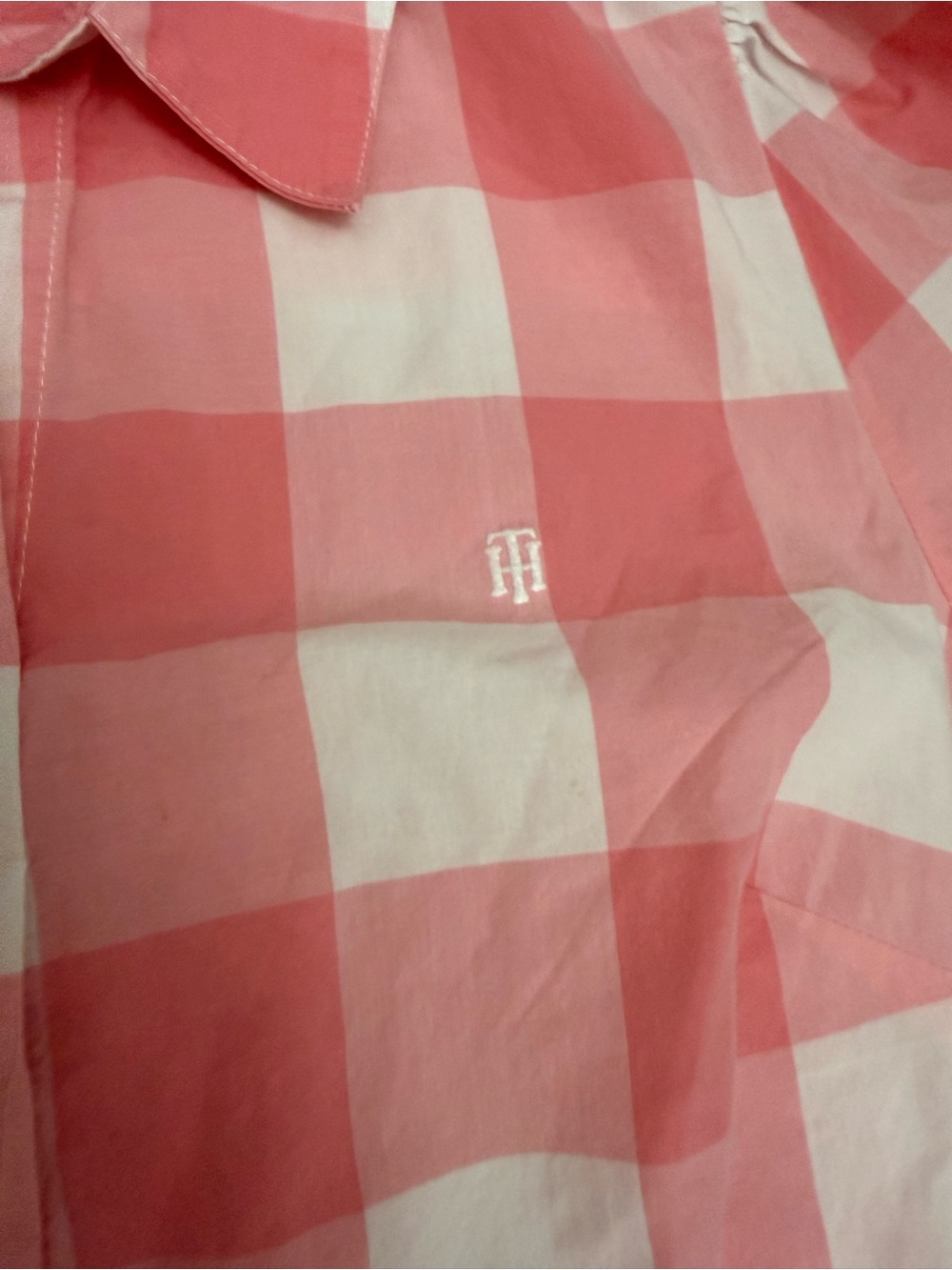 Tommy Hilfiger Pink and White Gingham Midi Shirt Dress - Picture 2 of 5
